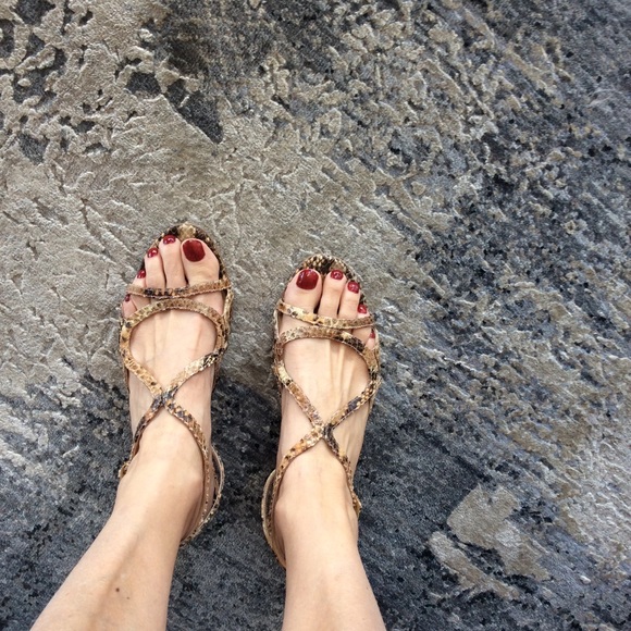 Like new-JIMMY CHOO SNAKE SKIN SANDALS - Picture 2 of 7